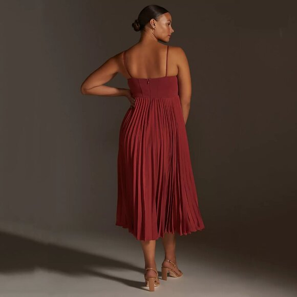 By Anthropologie Sweetheart Bodice Midi Dress in Red - NWT sz XL - Picture 4 of 10